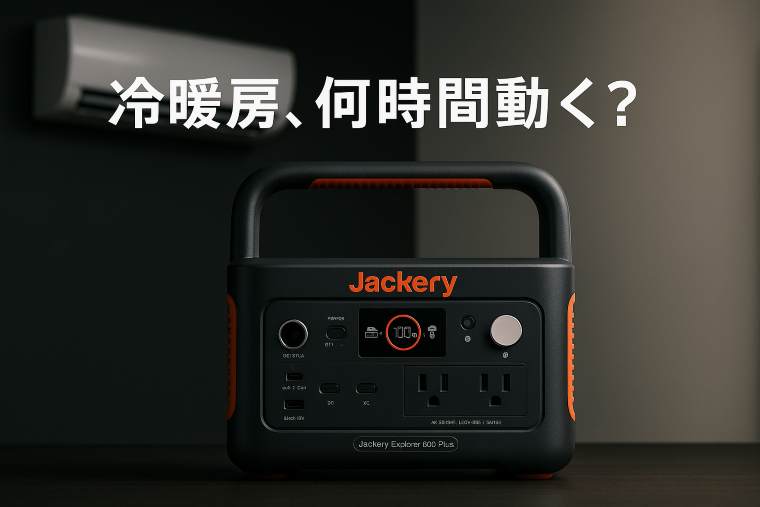 エアコンの稼働時間は？jackery600plusで冷房・暖房を動かした時の消費電力＆災害対策まとめ